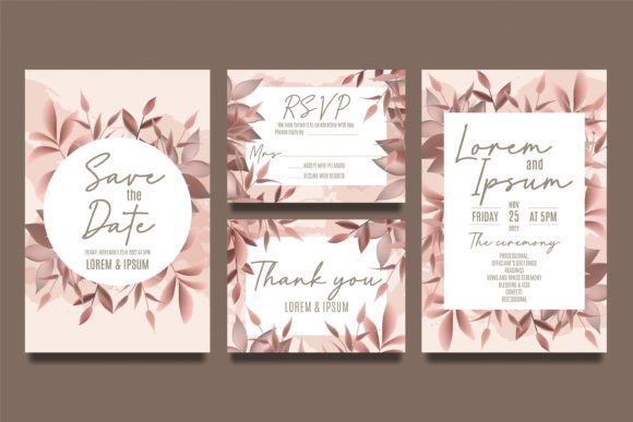 Elegant Autumnal Design: Brown Leaves Vector Invitation Template