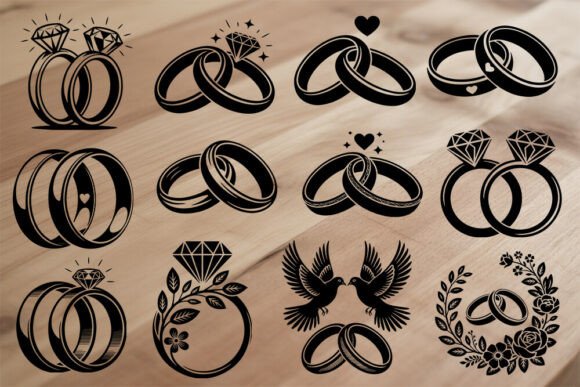 Elegant Wedding Rings SVG Bundle for Modern Crafters