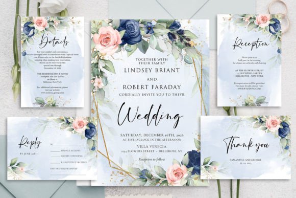 Navy and Blush Wedding Invitation Suite: A Designer's Dream