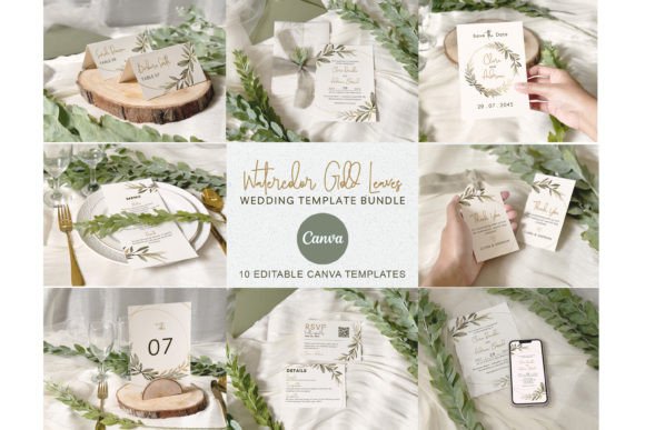 Watercolor Gold Leaf Wedding Invitation: A Complete Suite