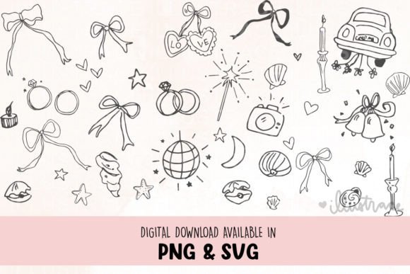 Whimsical Wedding Icon: Hand Drawn Charm for Your Designs
